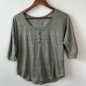 Self esteem boho green lace overlay blouse women size medium